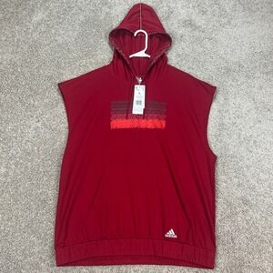 Adidas Hoodie Mens L Red Aeroready Sleeveless Determination Over Negativity NEW‎